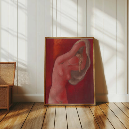 Premium Poster of Red Nude Figure Abstract Art Print Posters