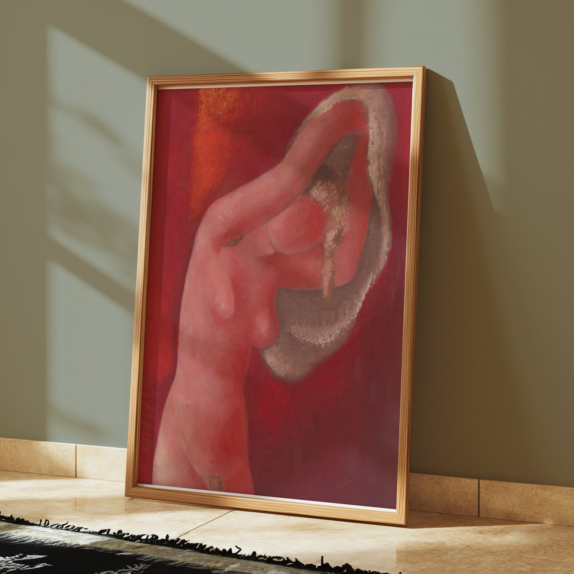 Premium Poster of Red Nude Figure Abstract Art Print Posters
