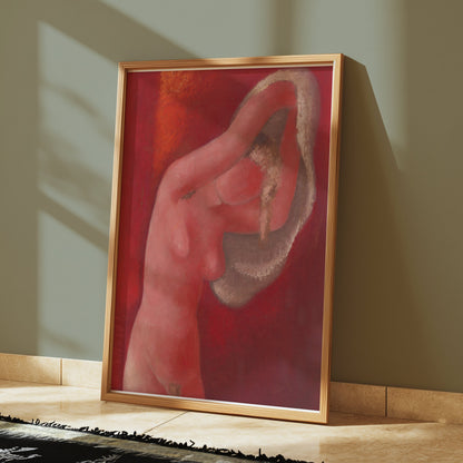 Premium Poster of Red Nude Figure Abstract Art Print Posters