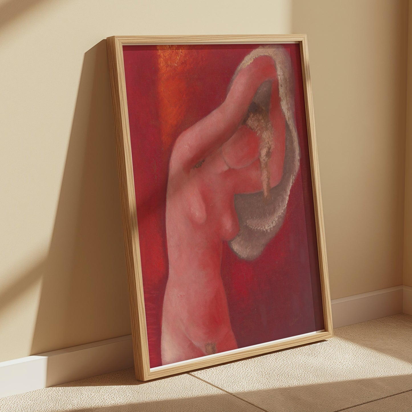 Premium Poster of Red Nude Figure Abstract Art Print Posters