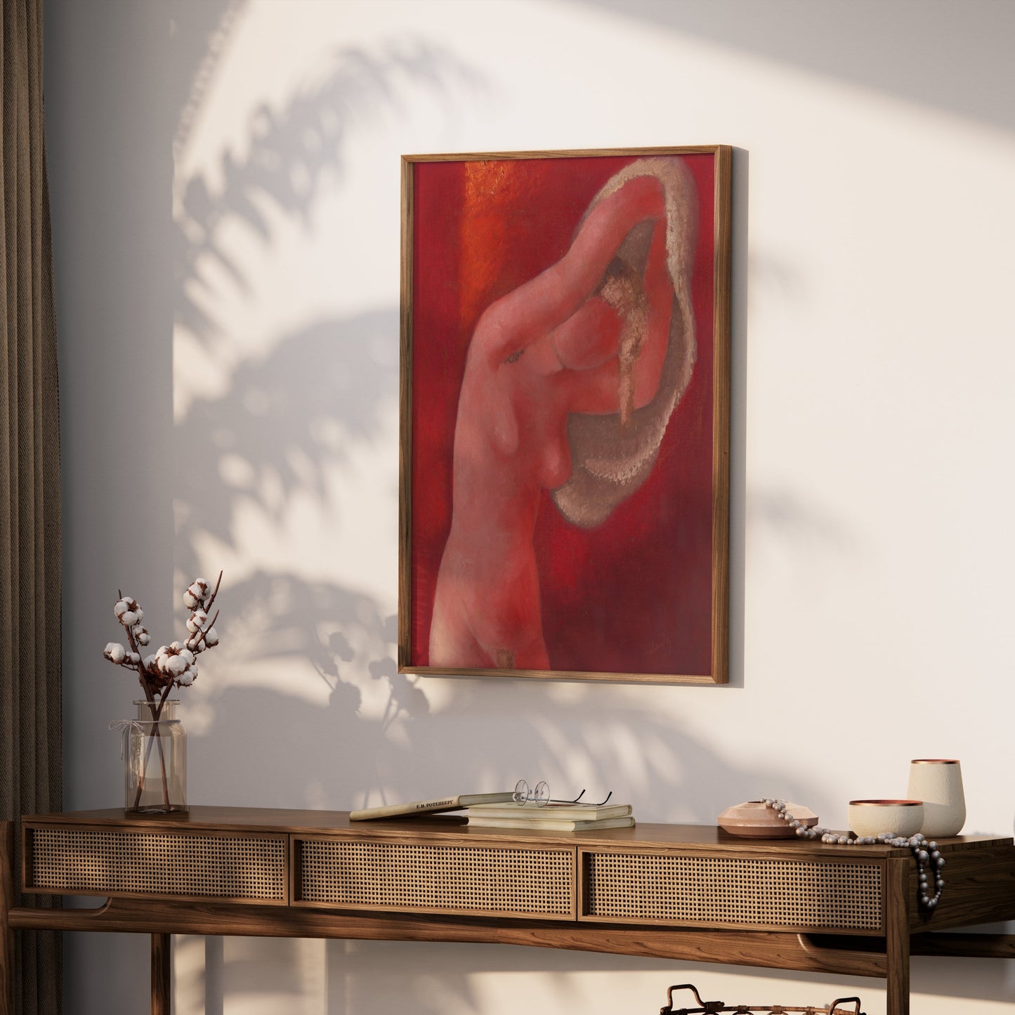 Premium Poster of Red Nude Figure Abstract Art Print Posters