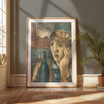 Premium Poster of Reflective Portrait with Bottle Art Print Posters