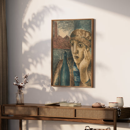 Premium Poster of Reflective Portrait with Bottle Art Print Posters