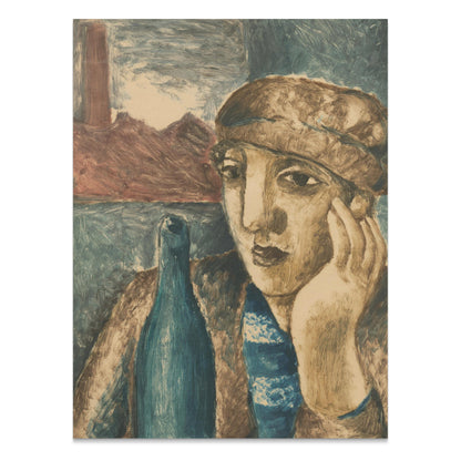 Premium Poster of Reflective Portrait with Bottle Art Print Posters