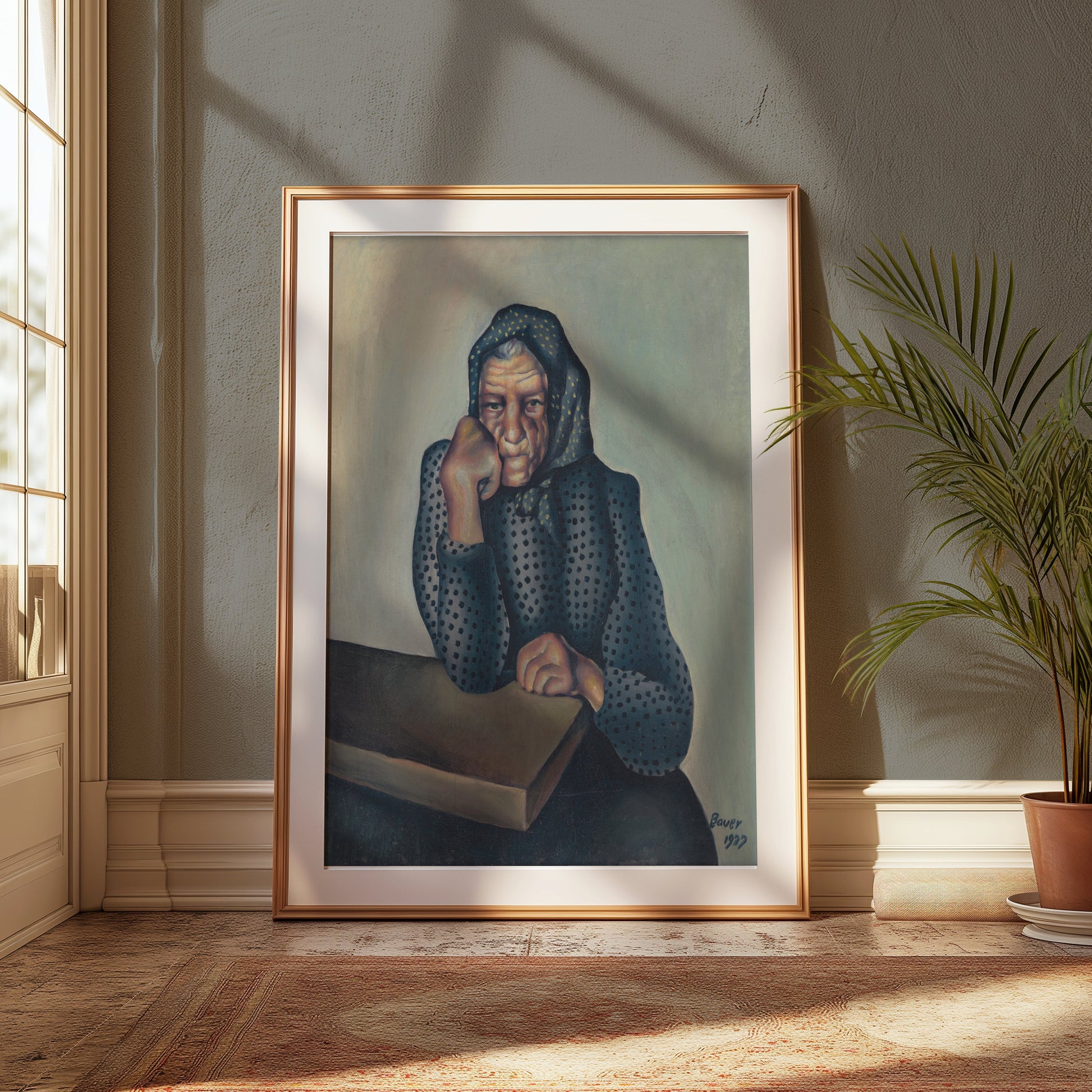 Premium Poster of Reflective Thought-provoking Art of Older Woman Posters