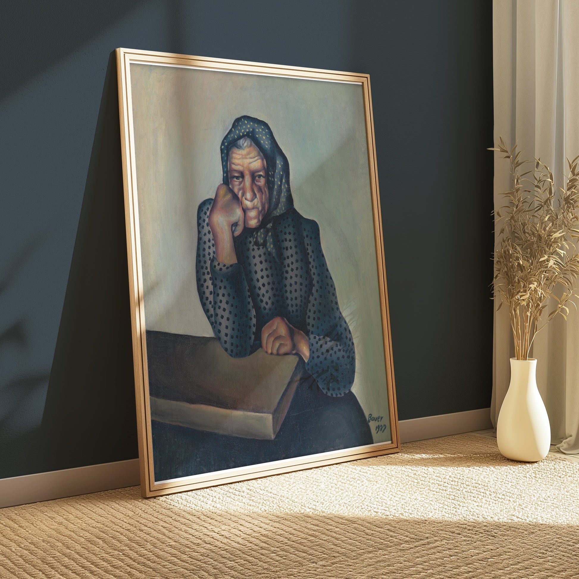 Premium Poster of Reflective Thought-provoking Art of Older Woman Posters