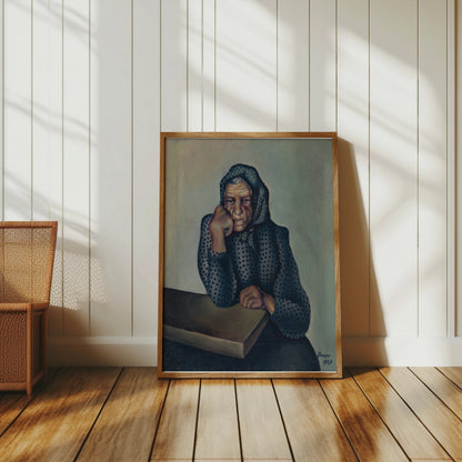 Premium Poster of Reflective Thought-provoking Art of Older Woman Posters