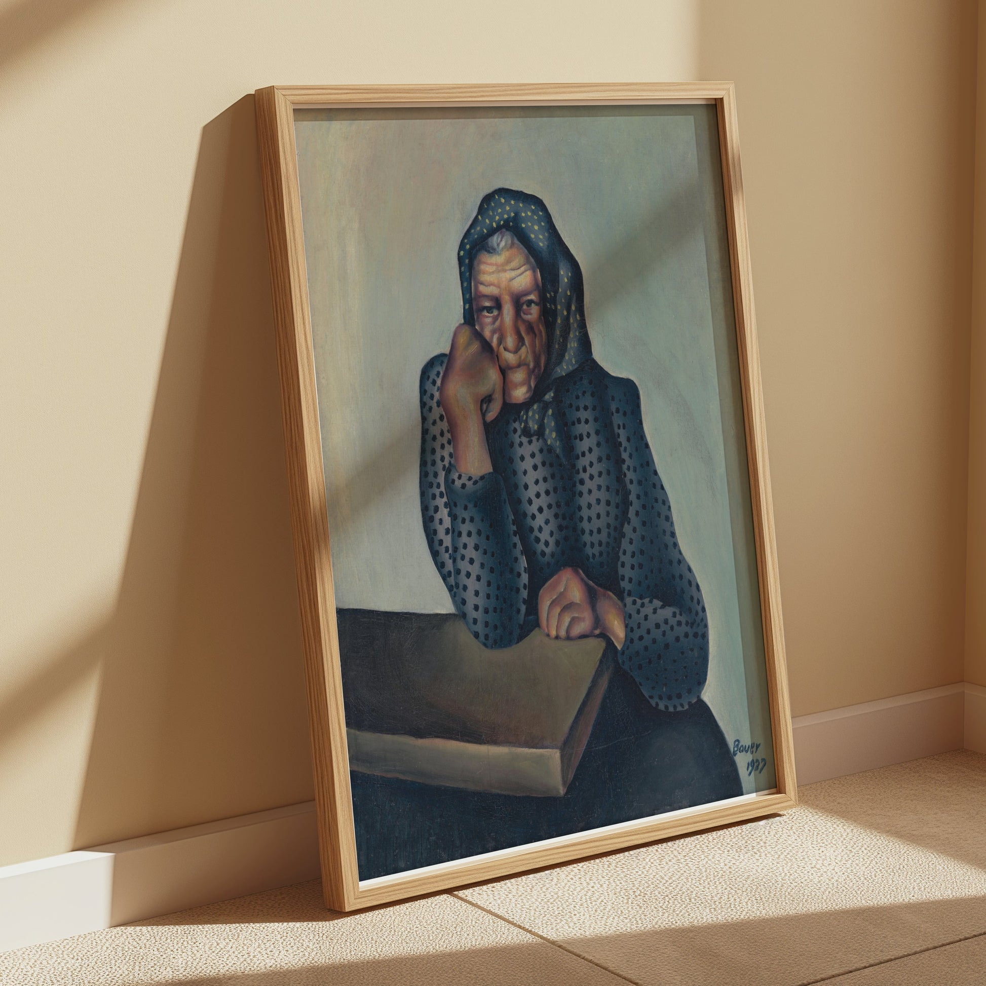 Premium Poster of Reflective Thought-provoking Art of Older Woman Posters