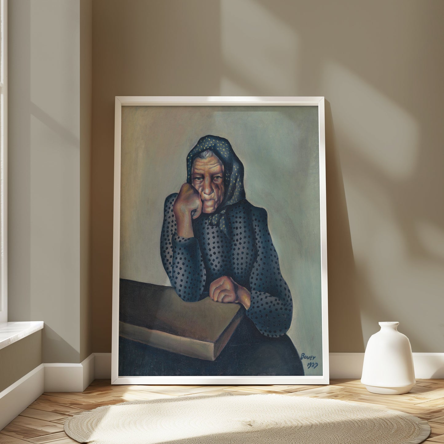 Premium Poster of Reflective Thought-provoking Art of Older Woman Posters