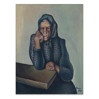 Premium Poster of Reflective Thought-provoking Art of Older Woman Posters