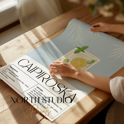 Premium Poster of Refreshing Caipiroska Cocktail Recipe Posters