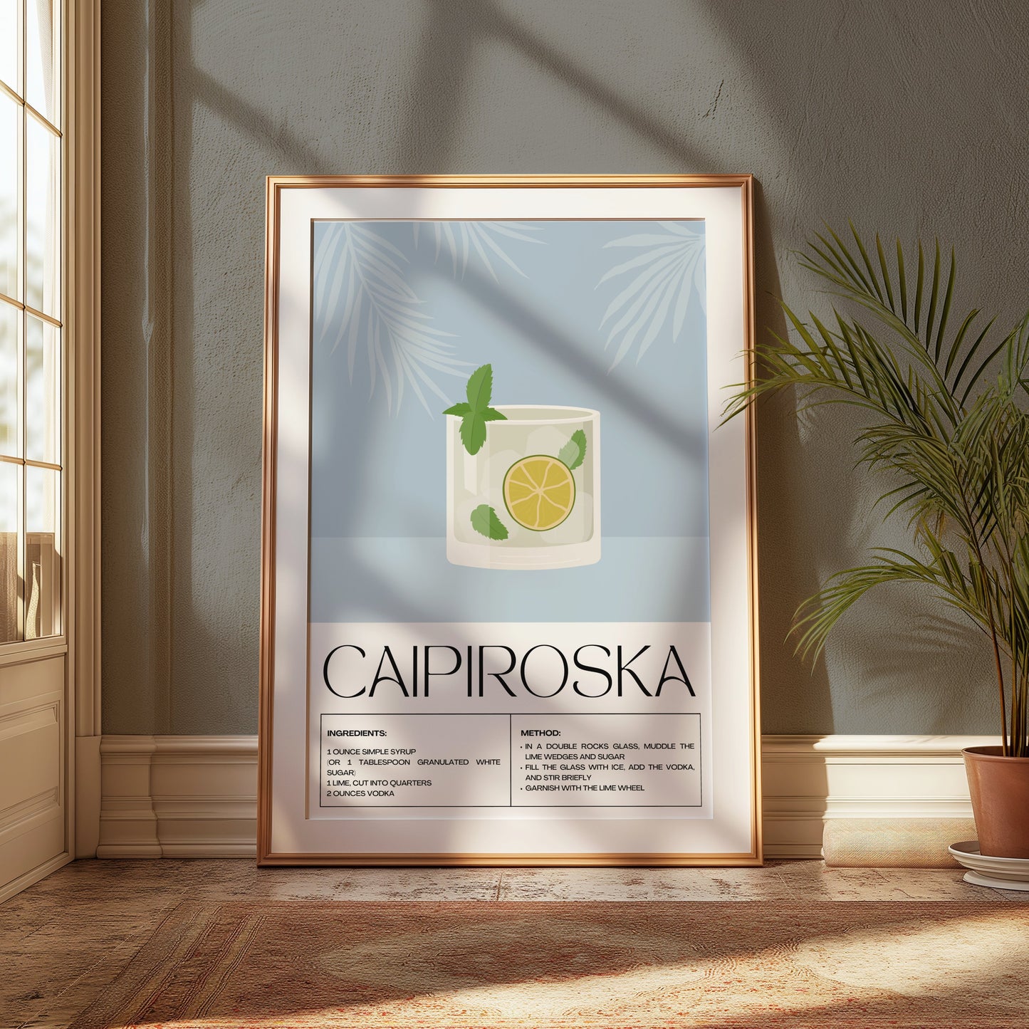 Premium Poster of Refreshing Caipiroska Cocktail Recipe Posters