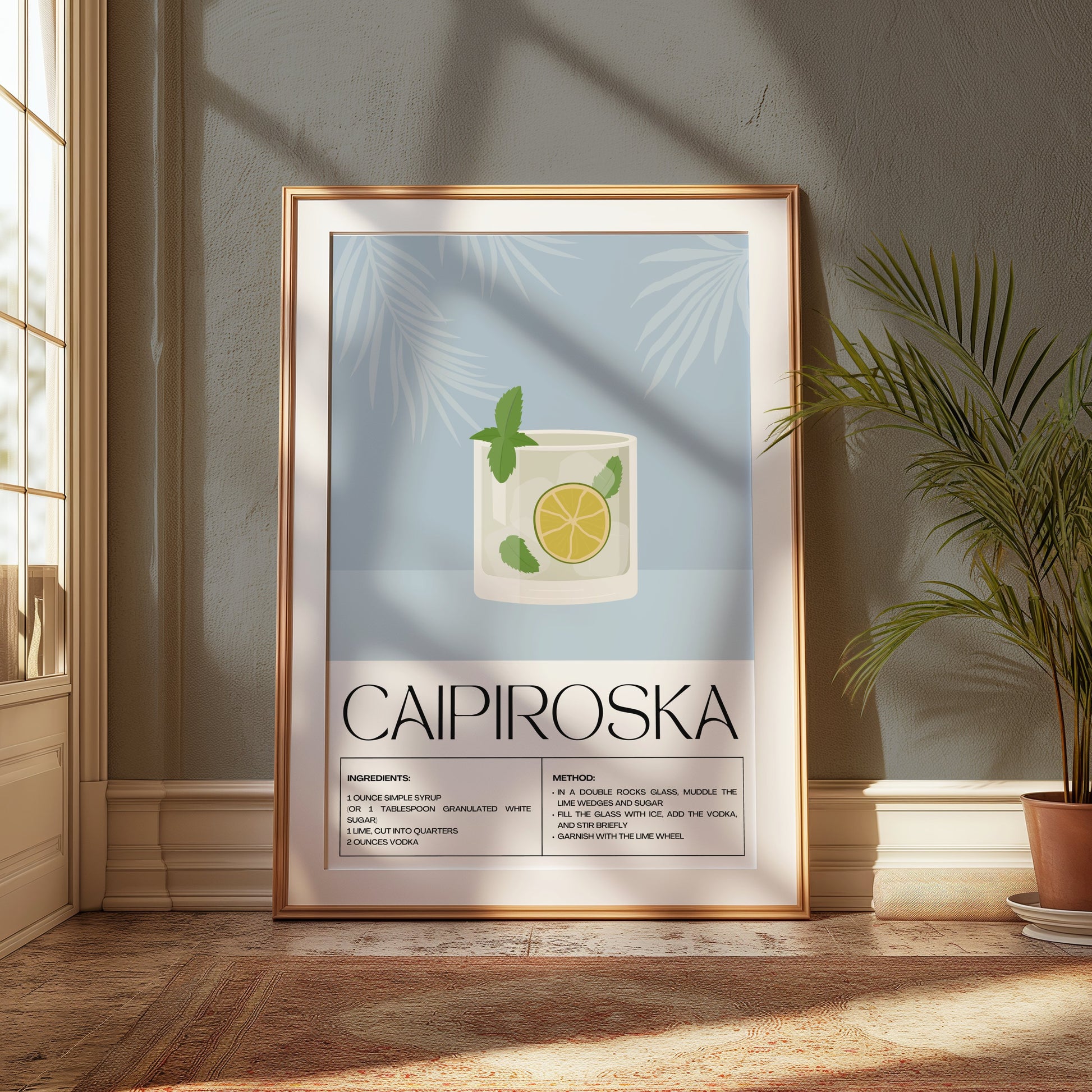 Premium Poster of Refreshing Caipiroska Cocktail Recipe Posters