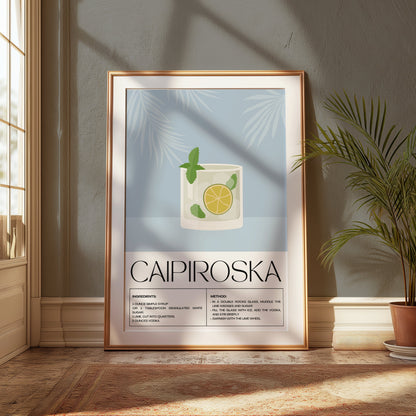 Premium Poster of Refreshing Caipiroska Cocktail Recipe Posters