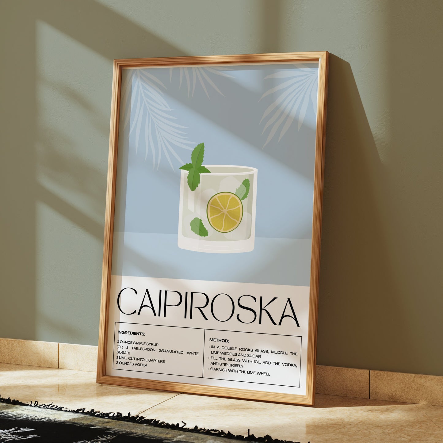 Premium Poster of Refreshing Caipiroska Cocktail Recipe Posters