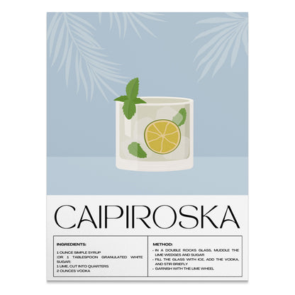 Premium Poster of Refreshing Caipiroska Cocktail Recipe Posters