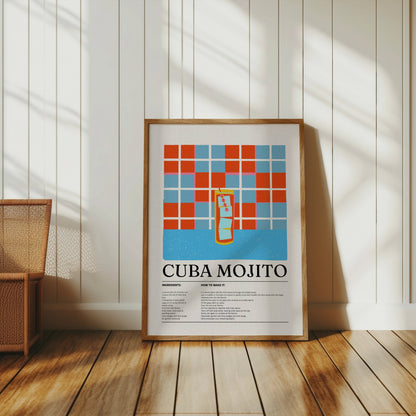 Premium Poster of Refreshing Cuba Mojito Recipe Wall Art Kitchen Posters