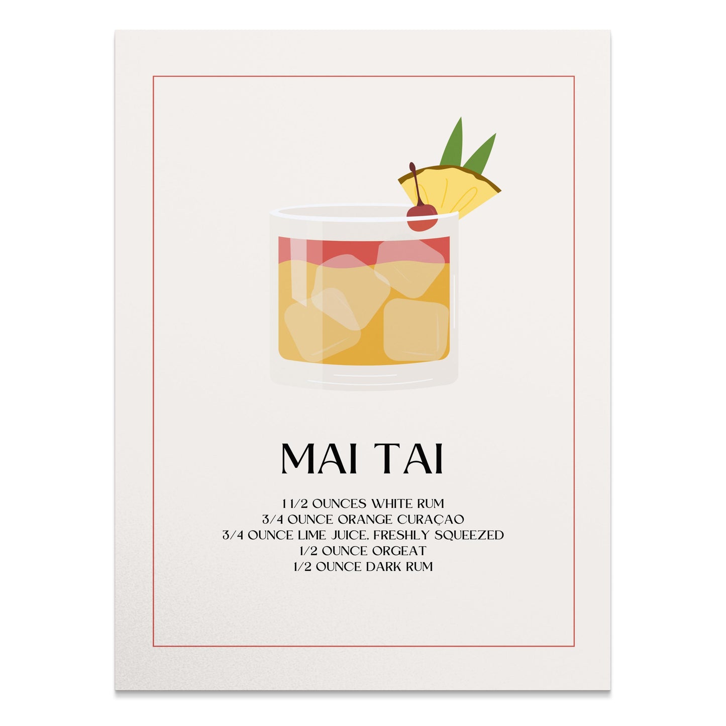 Premium Poster of Refreshing Mai Tai Cocktail Recipe Posters
