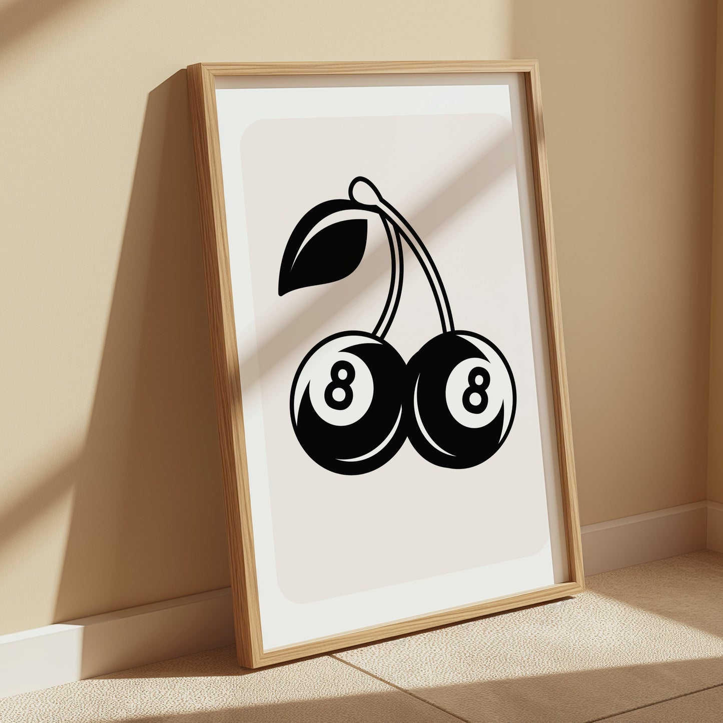 Premium Poster of Retro Art Cherry Eight Ball Design Posters