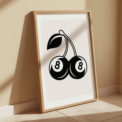 Premium Poster of Retro Art Cherry Eight Ball Design Posters