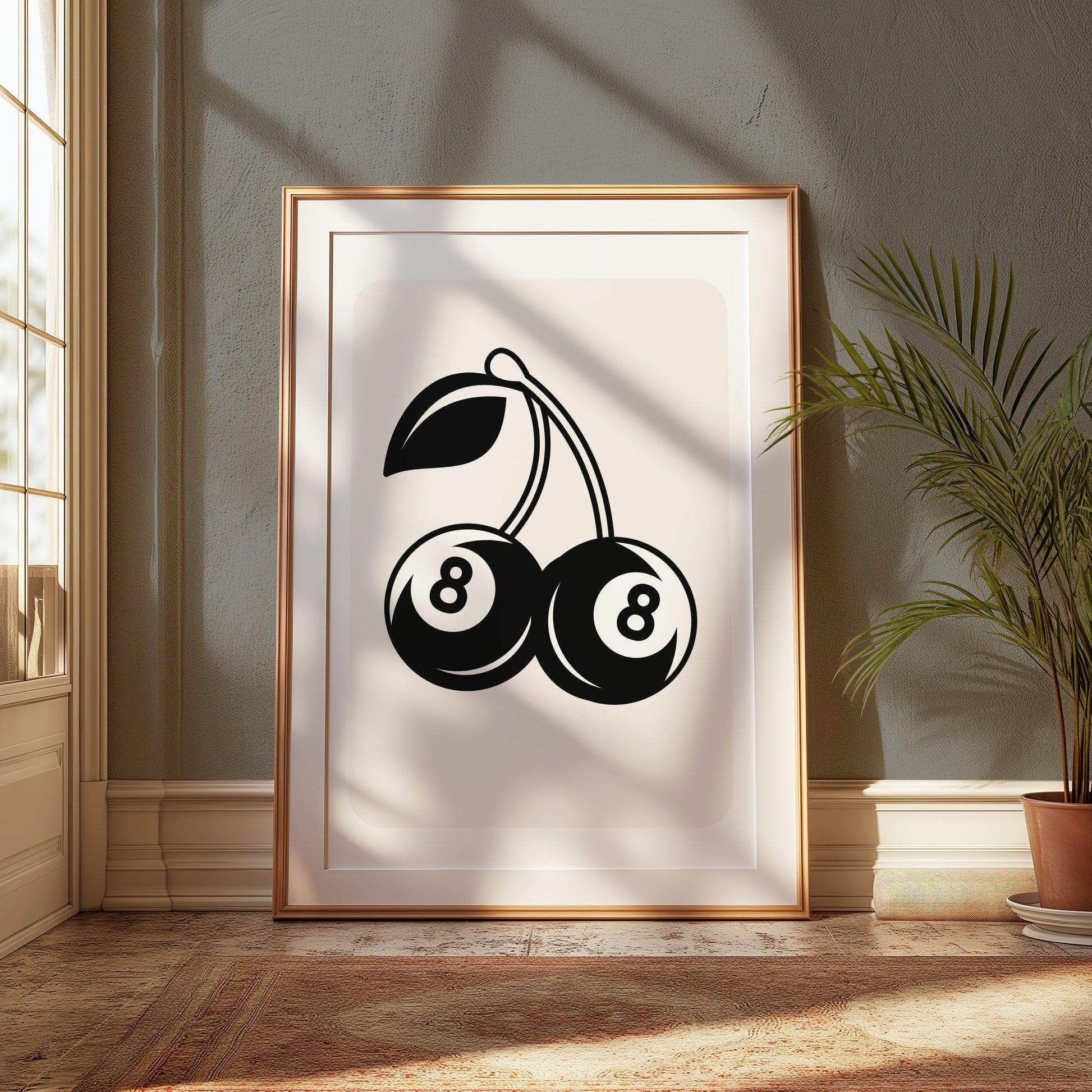 Premium Poster of Retro Art Cherry Eight Ball Design Posters