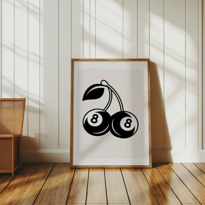 Premium Poster of Retro Art Cherry Eight Ball Design Posters