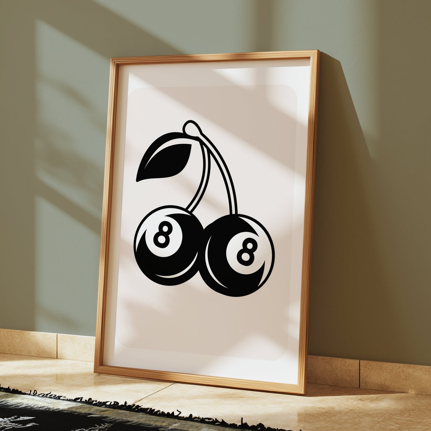 Premium Poster of Retro Art Cherry Eight Ball Design Posters