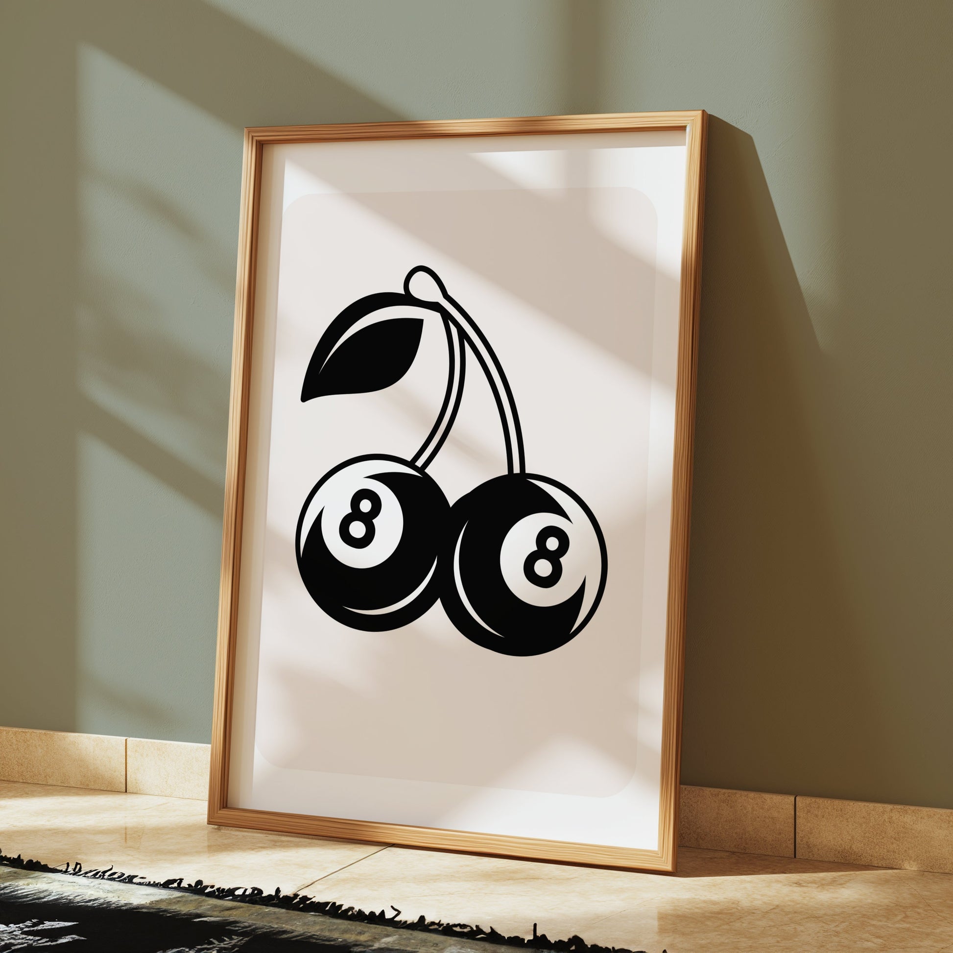 Premium Poster of Retro Art Cherry Eight Ball Design Posters