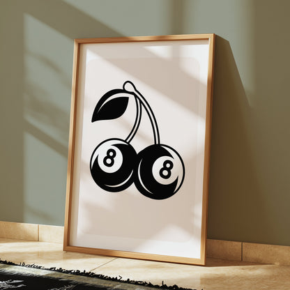 Premium Poster of Retro Art Cherry Eight Ball Design Posters
