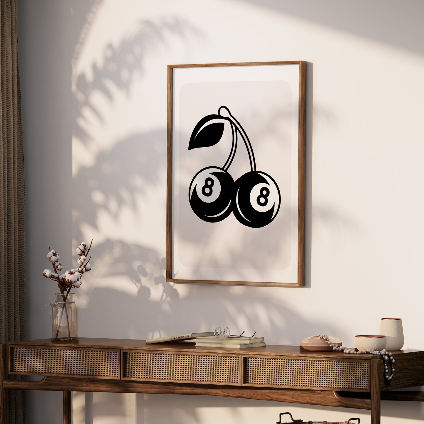 Premium Poster of Retro Art Cherry Eight Ball Design Posters