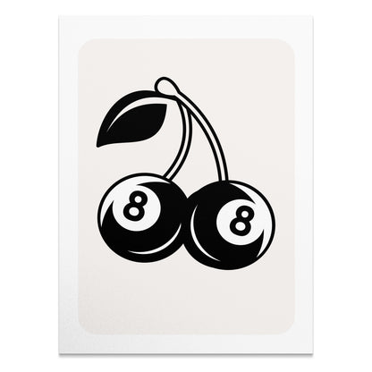 Premium Poster of Retro Art Cherry Eight Ball Design Posters