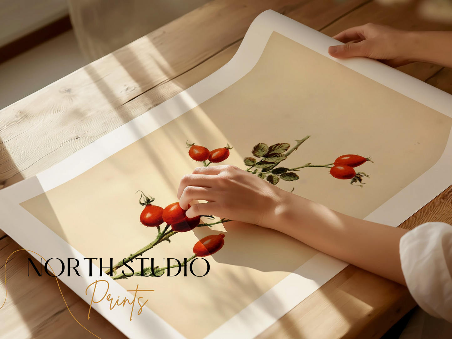 Premium Poster of Retro Botanical Display of Wild Rose Hip Posters