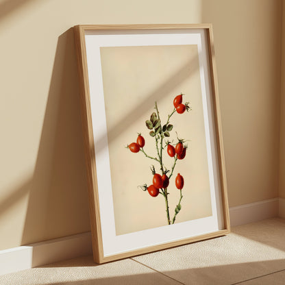 Premium Poster of Retro Botanical Display of Wild Rose Hip Posters