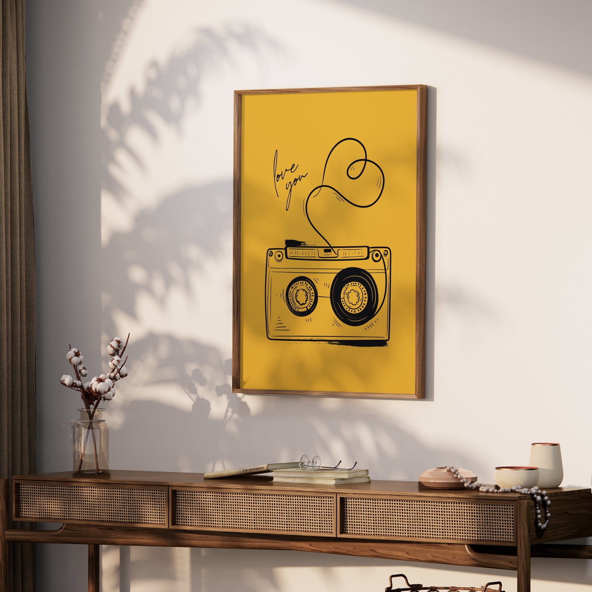 Premium Poster of Retro Cassette Tape Artwork Love You Romantic Posters