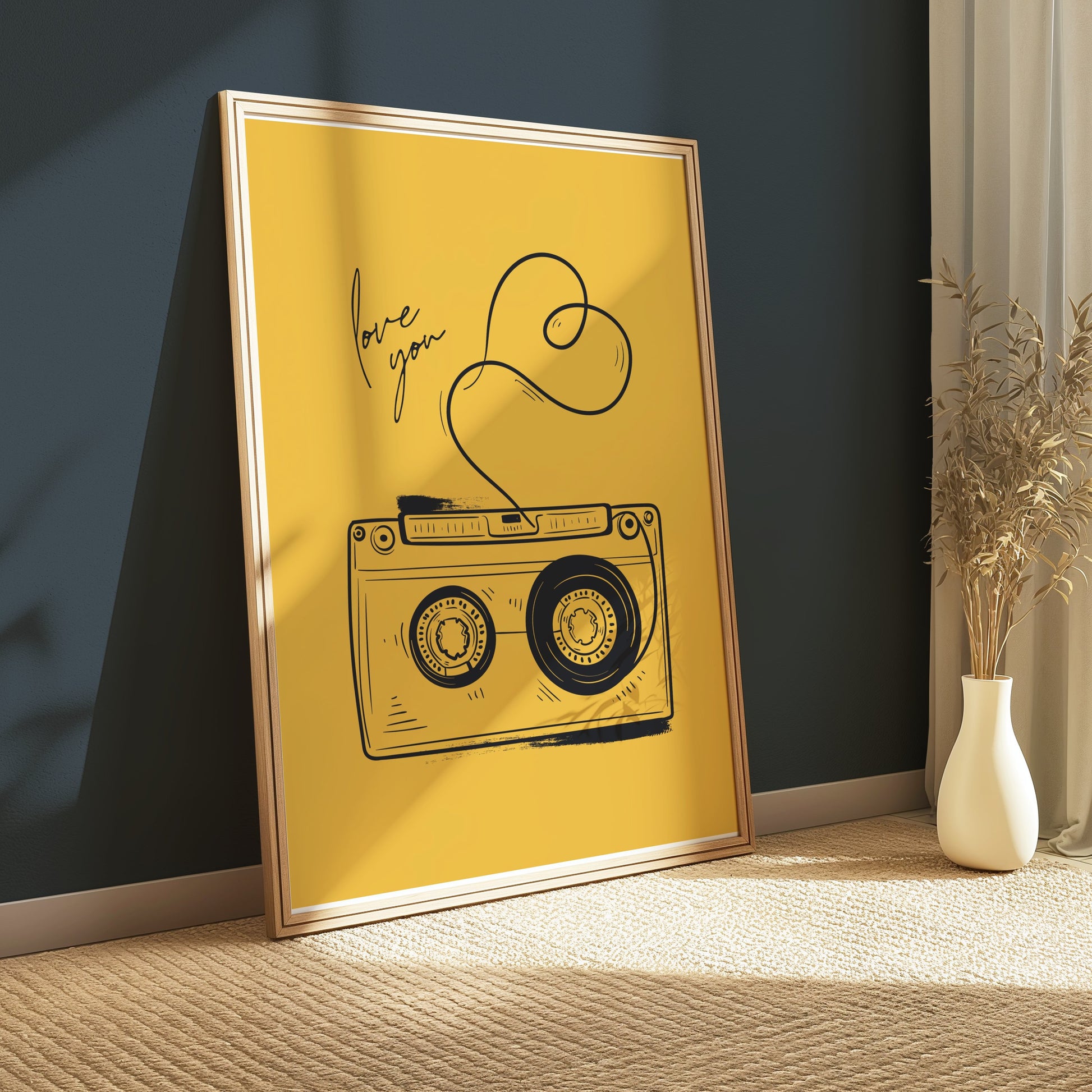 Premium Poster of Retro Cassette Tape Artwork Love You Romantic Posters