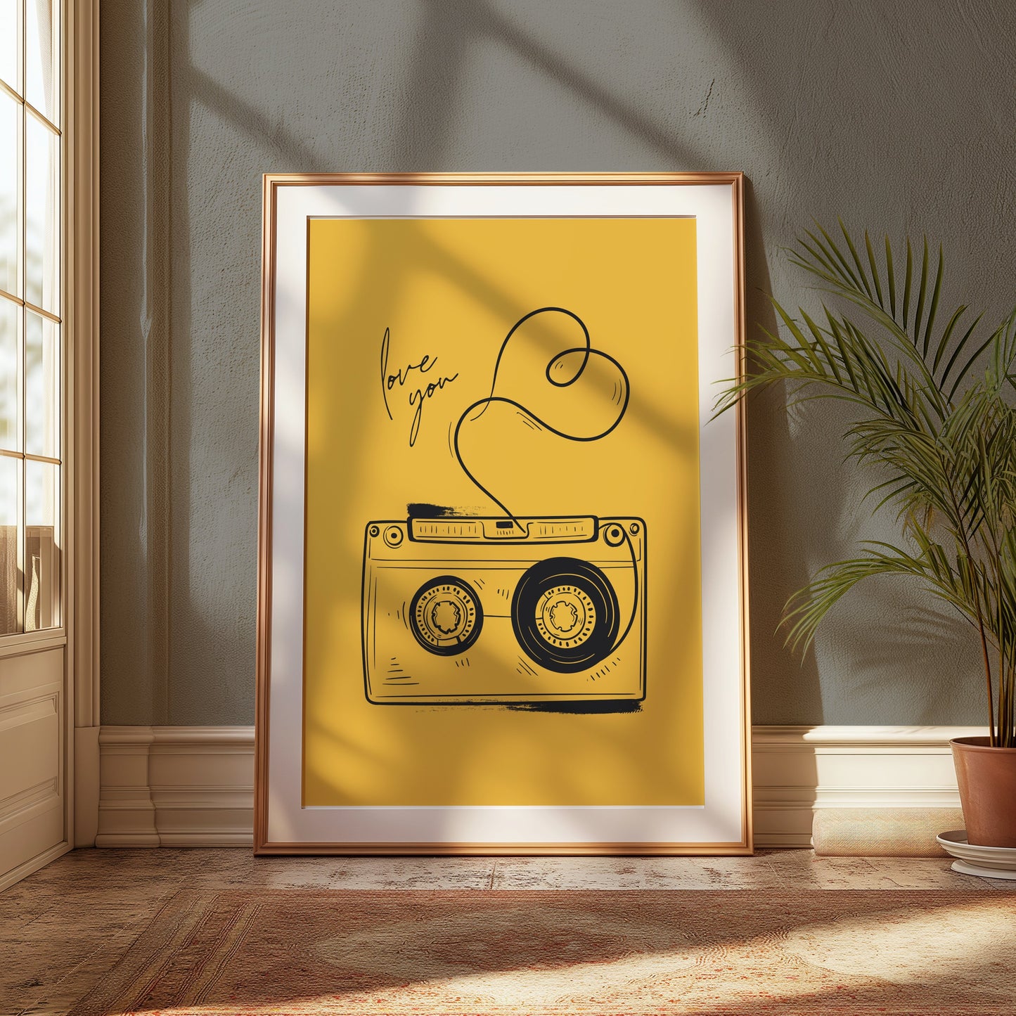 Premium Poster of Retro Cassette Tape Artwork Love You Romantic Posters