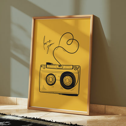Premium Poster of Retro Cassette Tape Artwork Love You Romantic Posters