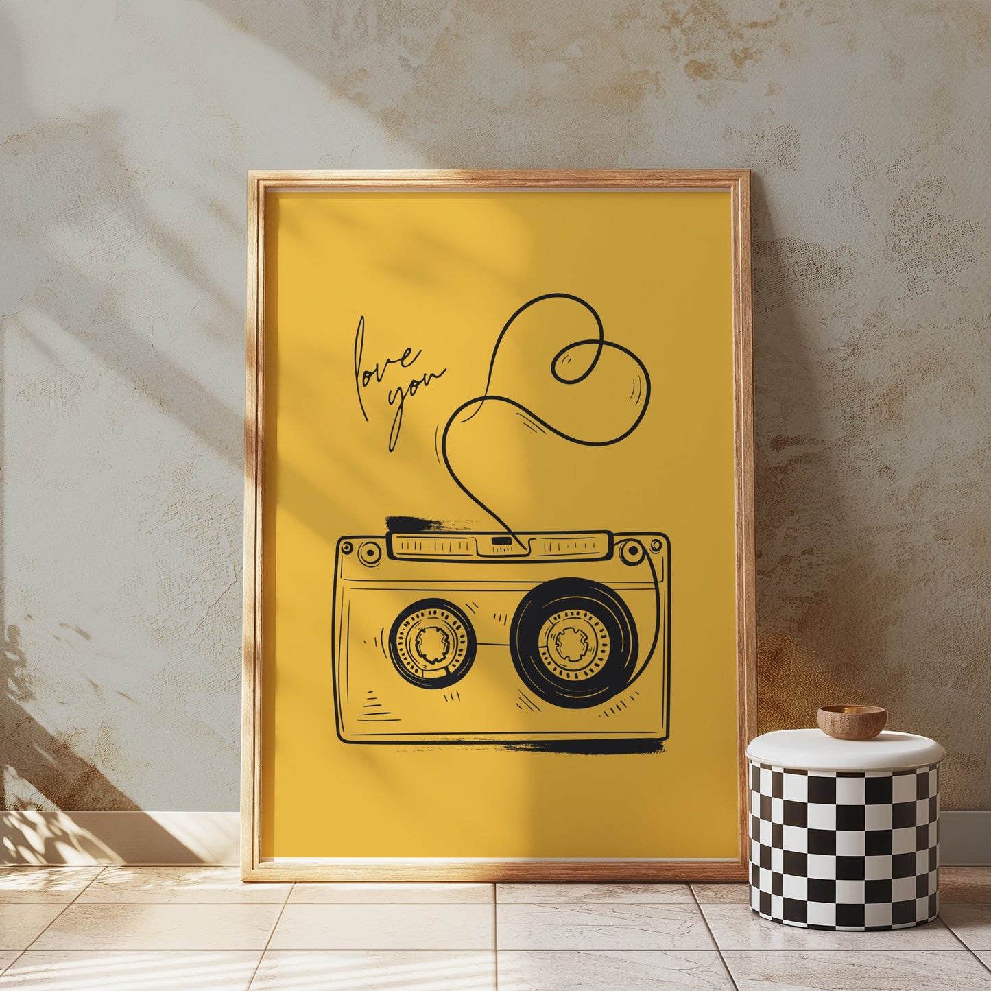 Premium Poster of Retro Cassette Tape Artwork Love You Romantic Posters