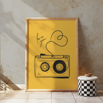 Premium Poster of Retro Cassette Tape Artwork Love You Romantic Posters
