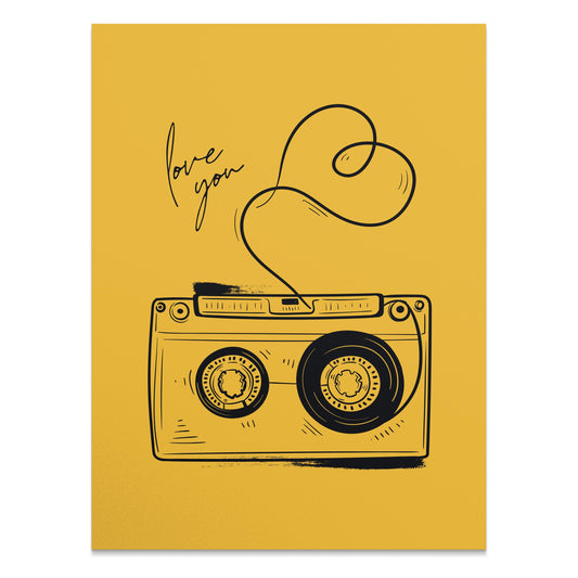 Premium Poster of Retro Cassette Tape Artwork Love You Romantic Posters