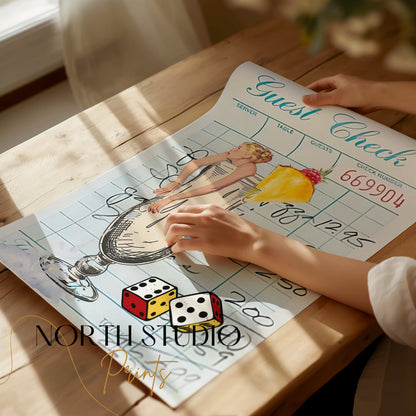 Premium Poster of Retro Cocktail Guest Check Art Collage Posters
