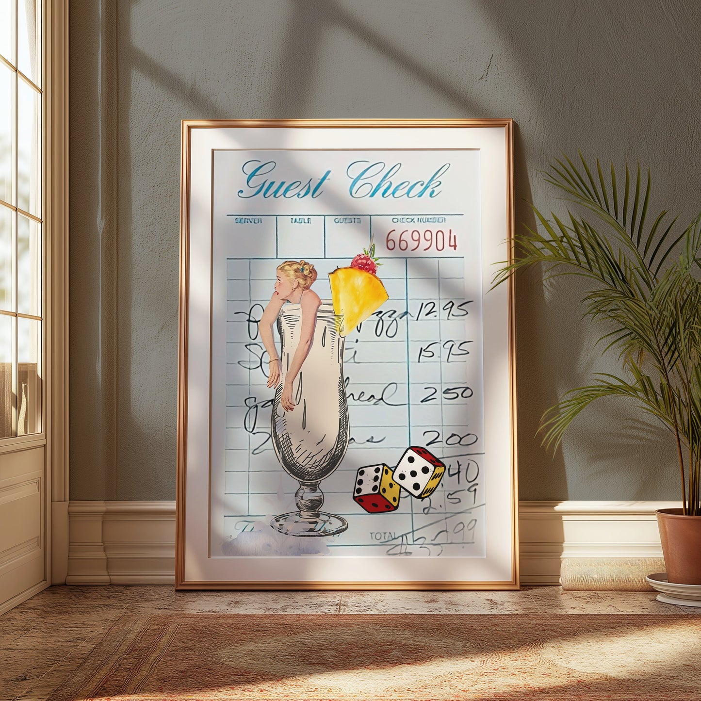 Premium Poster of Retro Cocktail Guest Check Art Collage Posters