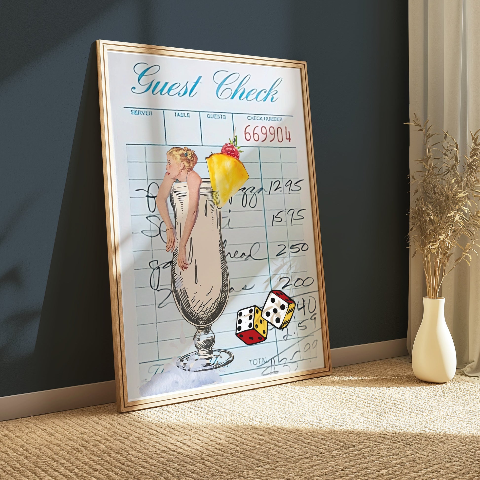 Premium Poster of Retro Cocktail Guest Check Art Collage Posters