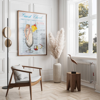 Premium Poster of Retro Cocktail Guest Check Art Collage Posters