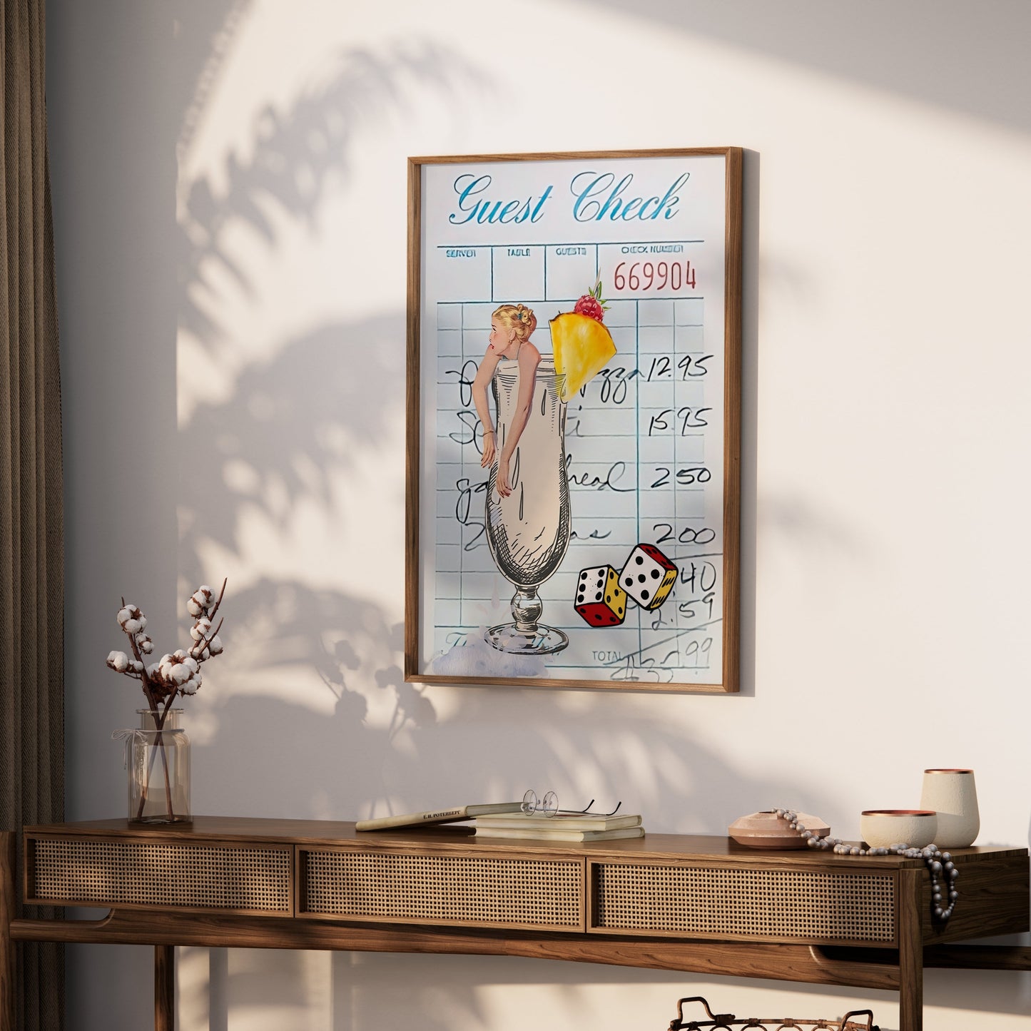 Premium Poster of Retro Cocktail Guest Check Art Collage Posters