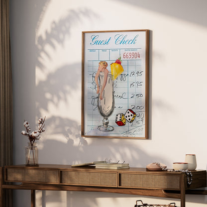 Premium Poster of Retro Cocktail Guest Check Art Collage Posters