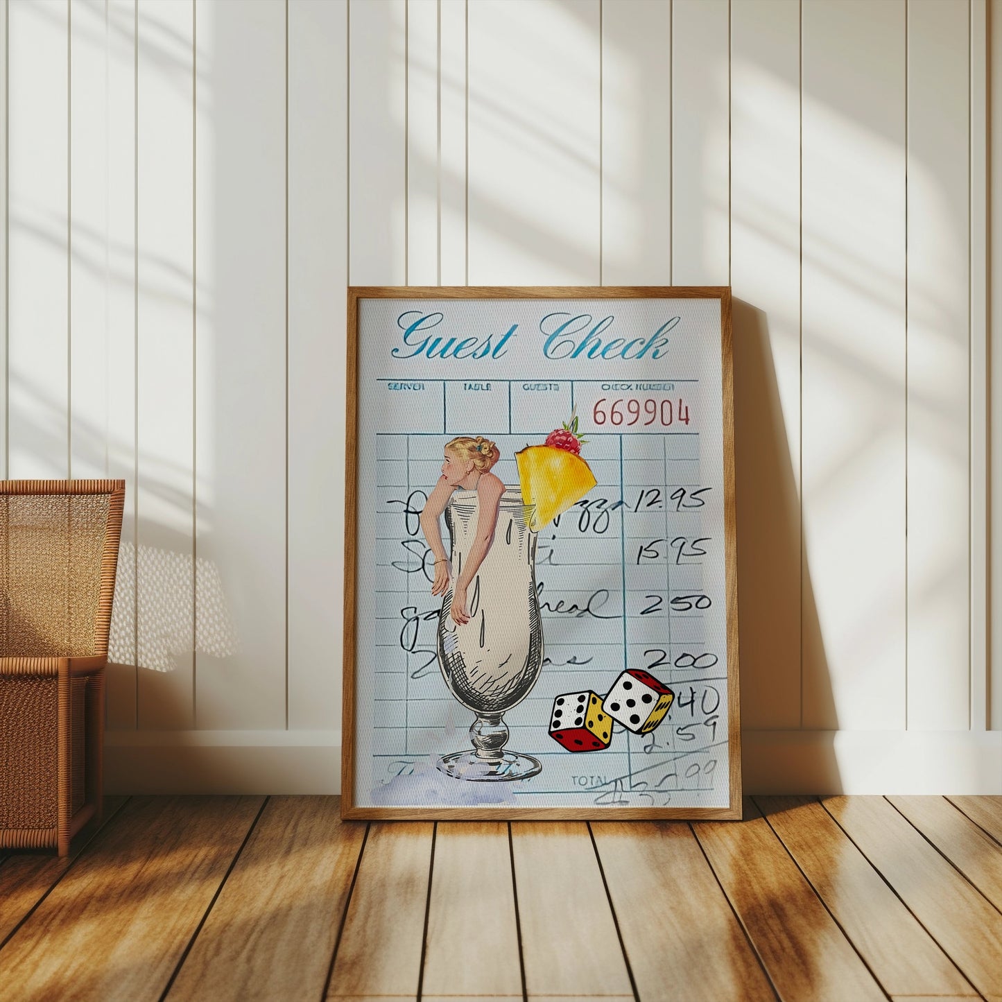 Premium Poster of Retro Cocktail Guest Check Art Collage Posters