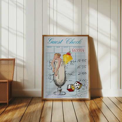 Premium Poster of Retro Cocktail Guest Check Art Collage Posters