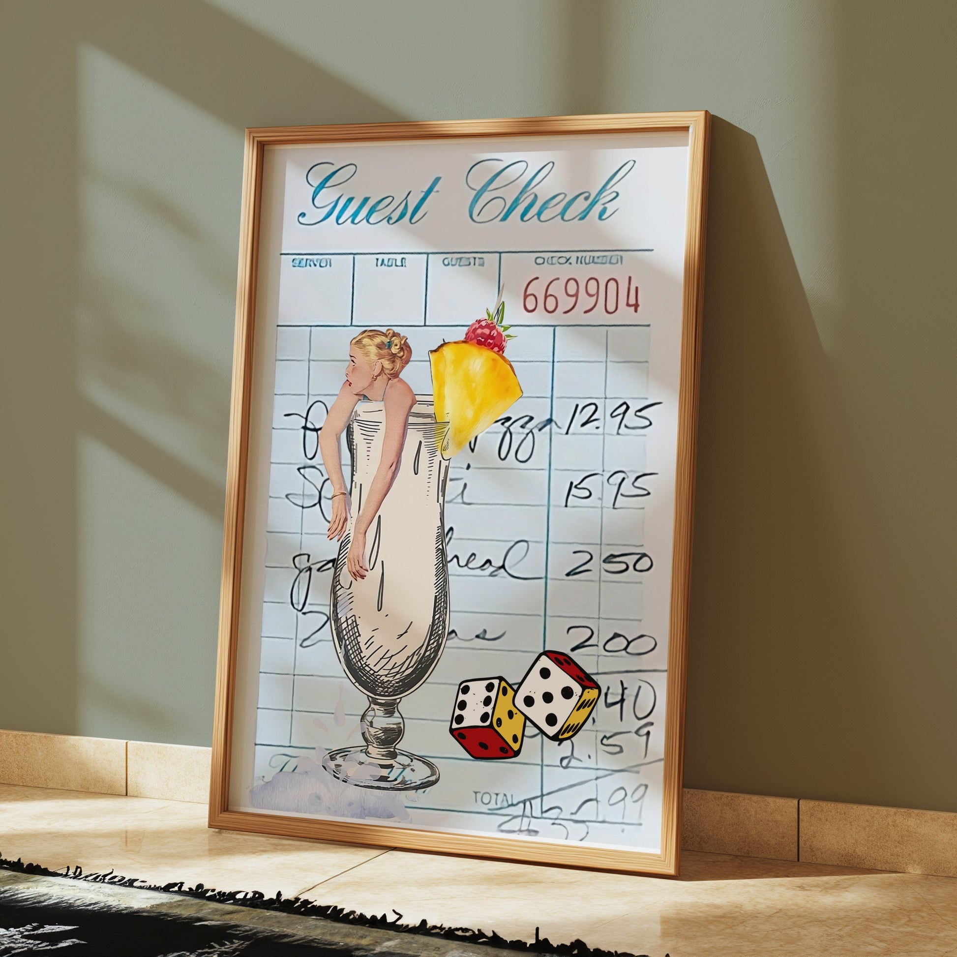 Premium Poster of Retro Cocktail Guest Check Art Collage Posters