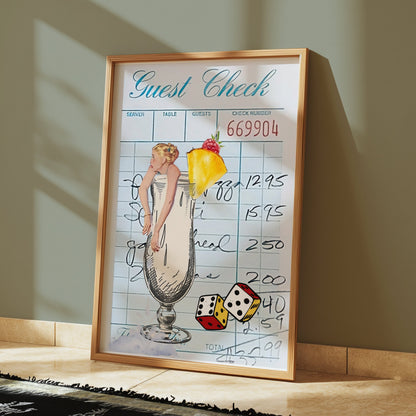 Premium Poster of Retro Cocktail Guest Check Art Collage Posters